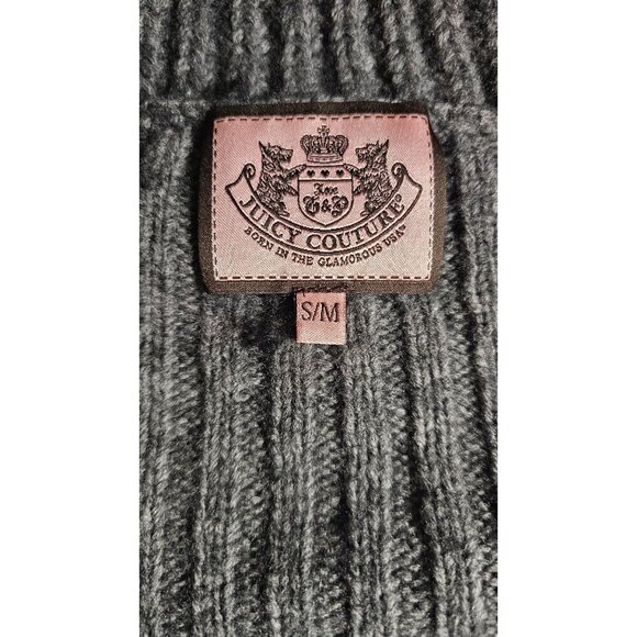 JUICY COUTURE gray wool chunky knit half sleeve cardigan with tie size S/M - Picture 6 of 7